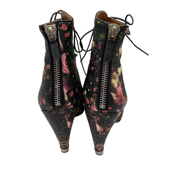 Givenchy Black Multi Floral Printed Leather Lace-Up Boots - Picture 6 of 7